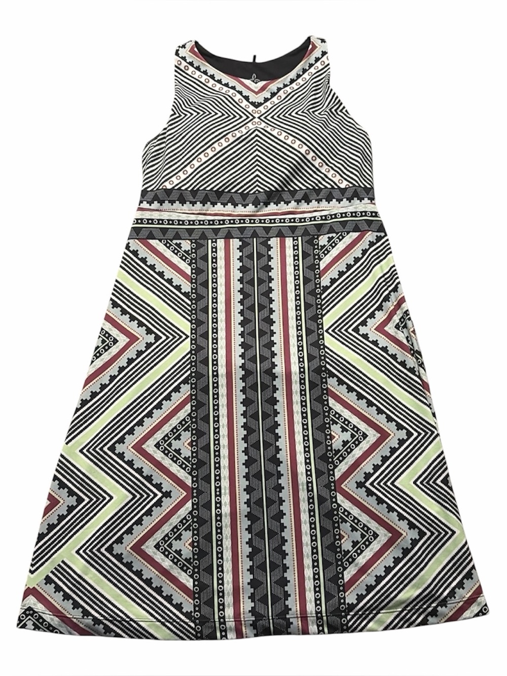 Ladies Prana Sleeveless Black White Print Dress Size Small